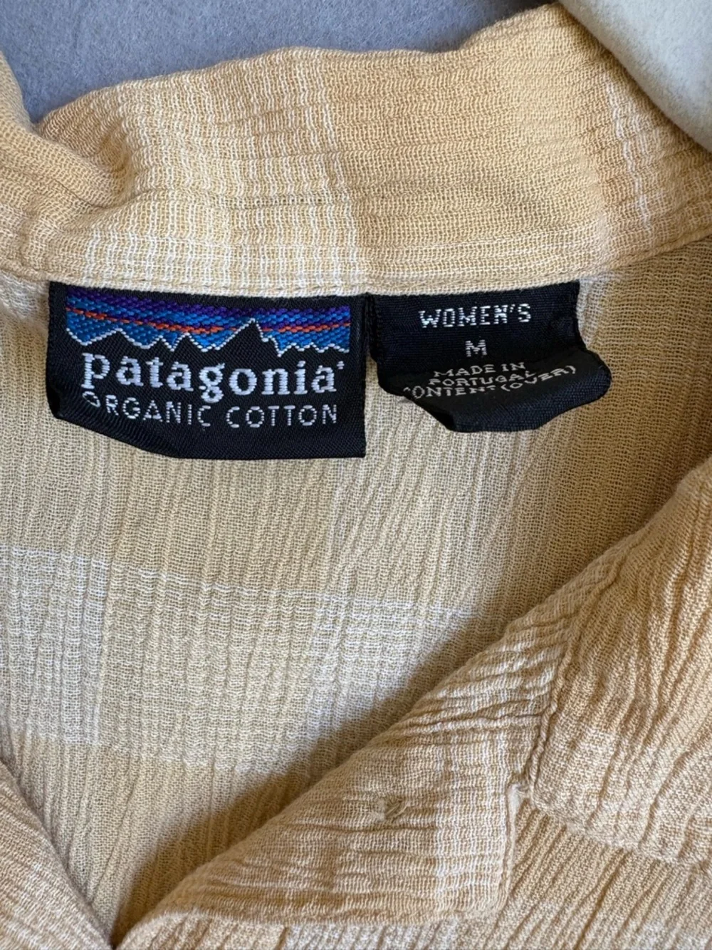 Patagonia Mustard Yellow Gingham Short-Sleeve Cotton Outdoor Hiking Shirt szM - Picture 4 of 10